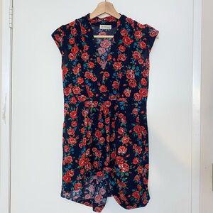 Monteau Navy Floral V-neck Dress